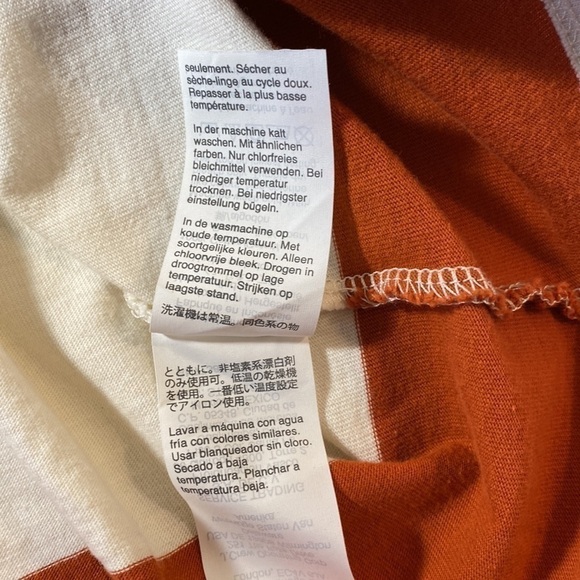 MADEWELL Easy Crop Long Sleeve Rugby Stripe Tee Orange and Cream Size XXS - Picture 9 of 12